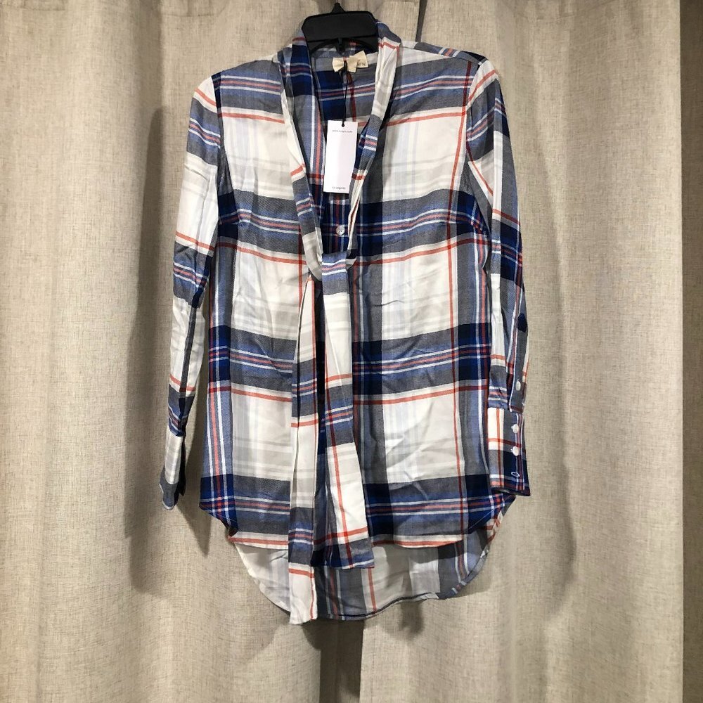 RUKEN Los Angeles plaid tunic shirt / blouse XS Coastal Boho New NWT